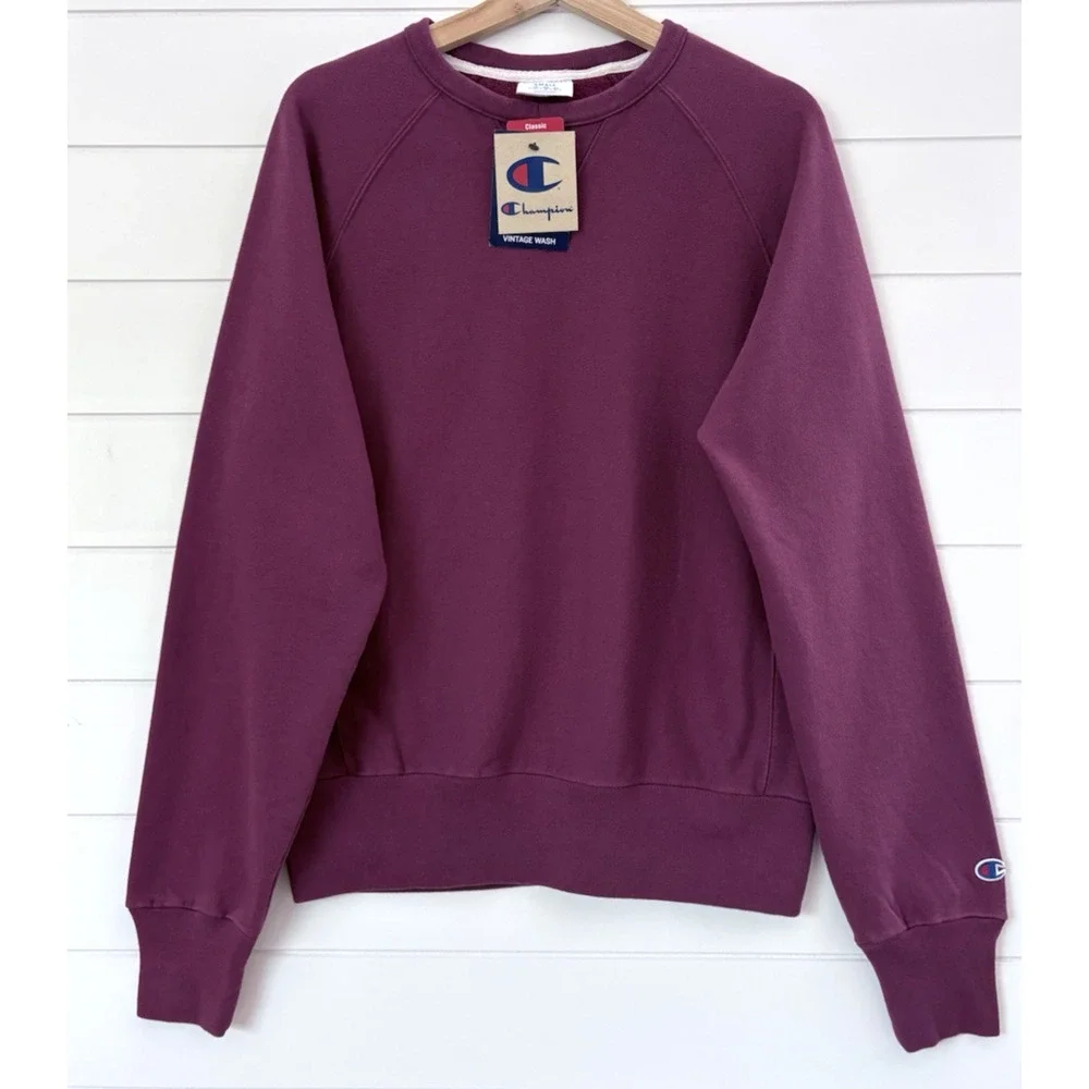 Champion Reverse Weave Vintage Wash Crewneck Sweatshirt Berry Unisex S NWT